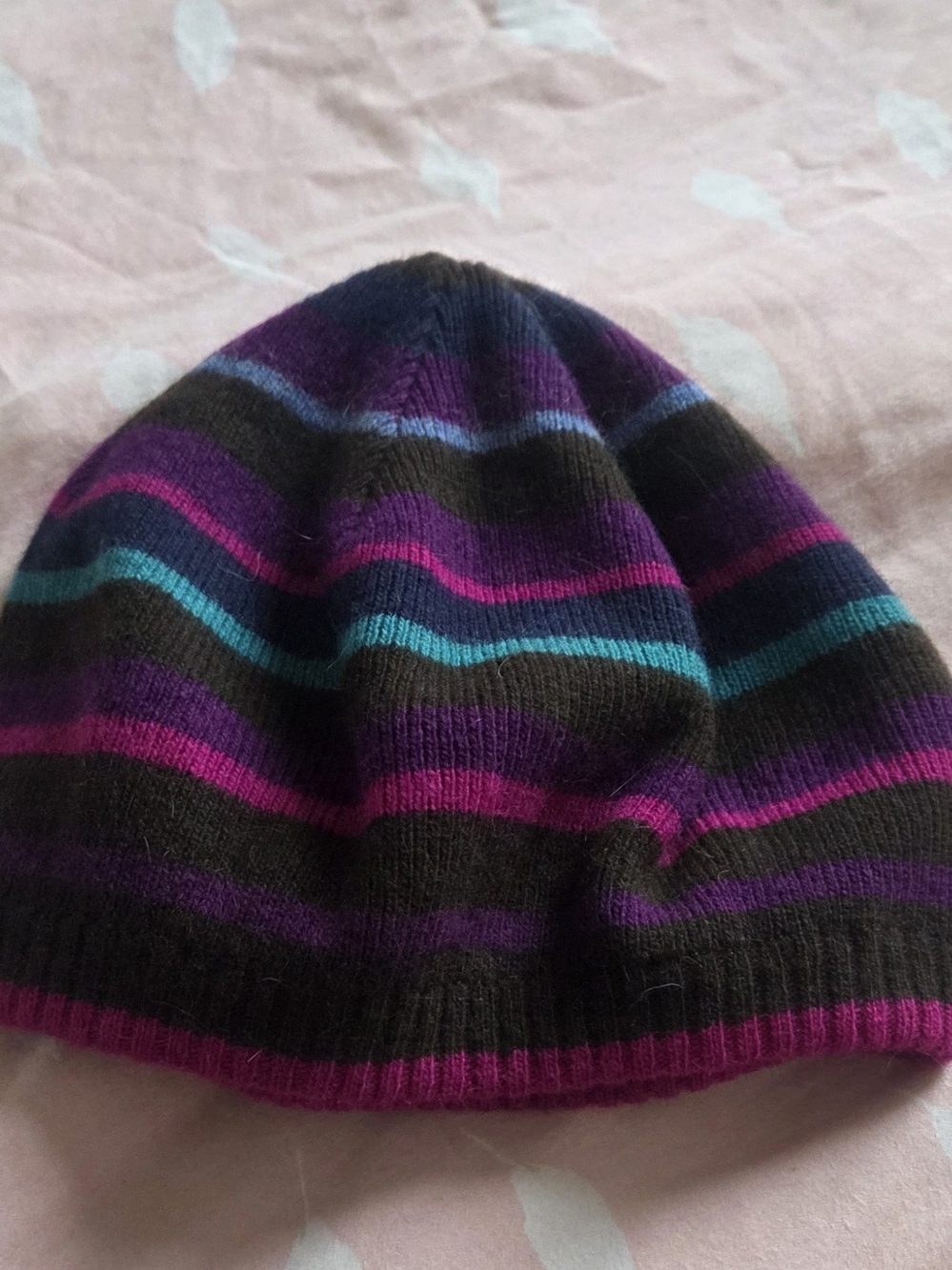 Promod Kids Striped Knit Hat - Black, Purple, Teal & Pink